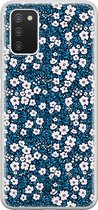 Casimoda® hoesje - Geschikt voor Samsung A03s - Bloemen Blauw - Backcover - Siliconen/TPU - Blauw