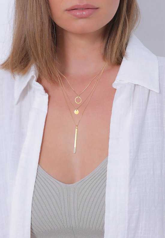Elli Collana Girocollo In Argento 925 Xilion Cut - Basic Geometrica, Lunghezza Regolabile 36-70 Cm, Multicolore - 2