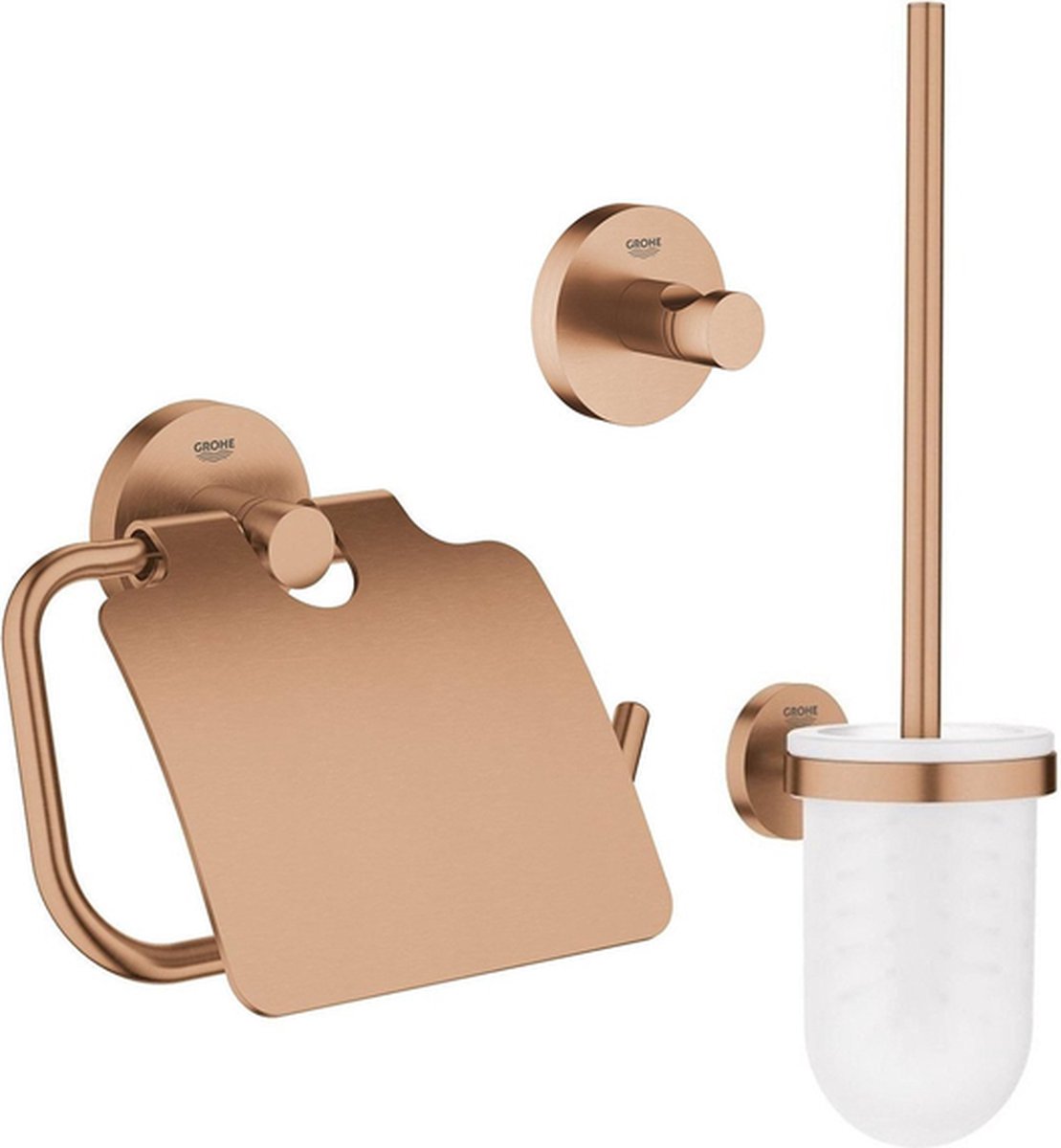 Grohe Essentials Toilet accessoireset 3-delig met toiletborstelhouder, handdoekhaak en toiletrolhouder Brushed Warm sunset