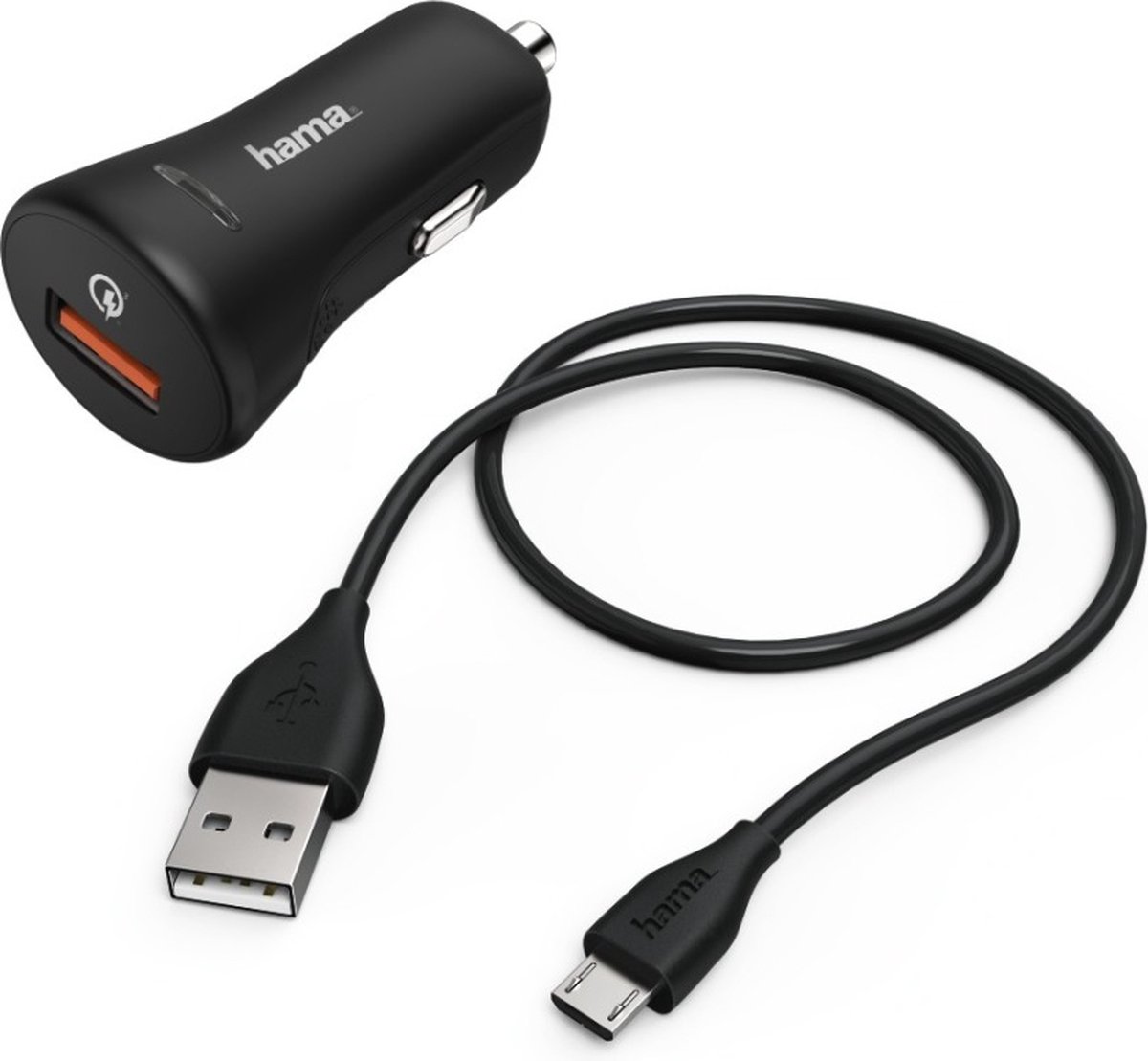 Hama Auto-opladerset, Micro USB, 3A, oplader QC3.0 + Micro-USB-Kabel, 1,5m,zwart