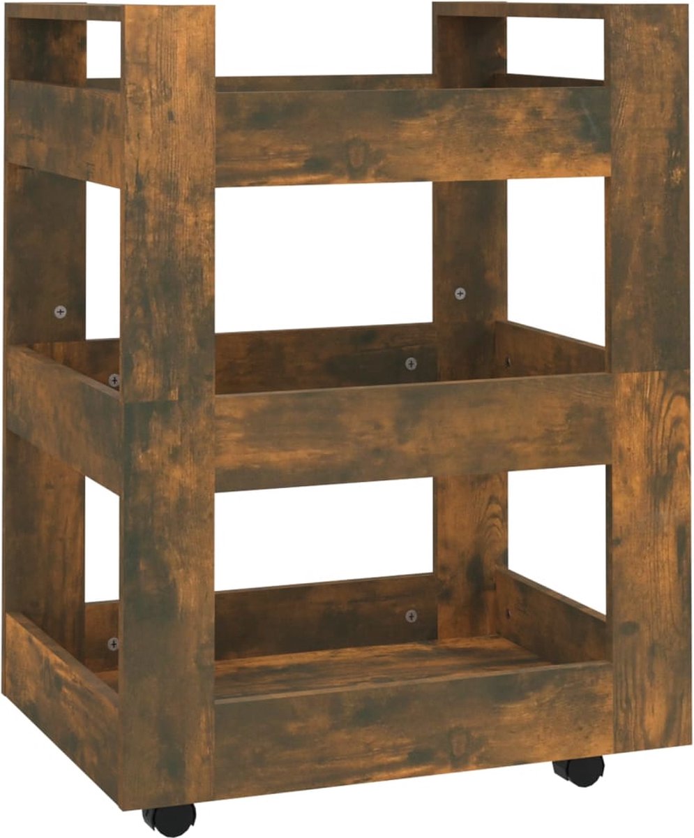 vidaXL Keukentrolley 60x45x80 cm bewerkt hout gerookt eikenkleurig