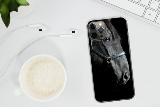 Coque iPhone 13 Pro Max - Cheval - Léger - Zwart - Coque de téléphone en Siliconen