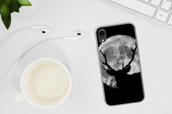 Coque iPhone XR - Cerf - Lune - Nuit - Siliconen