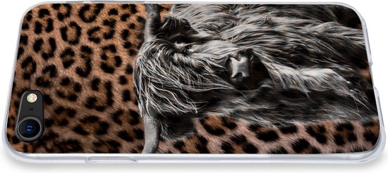 Coque iPhone 7 - Highlander écossais - Imprimé panthère - Zwart - Wit - Siliconen