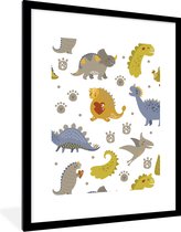 Poster in fotolijst kind - Schilderij voor kinderen - Dinosaurus - Kinderen - Design - Jongens - Meisjes - Kinderkamer decoratie - 60x80 cm - Poster kinderkamer