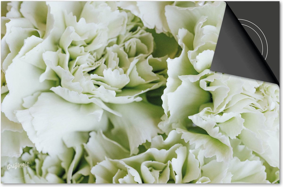 Inductie beschermer 65x52 - afdekplaat inductie mat - Dietrix Kookplaat beschermer - DELUXE - Flowers 13 - Pioen groen