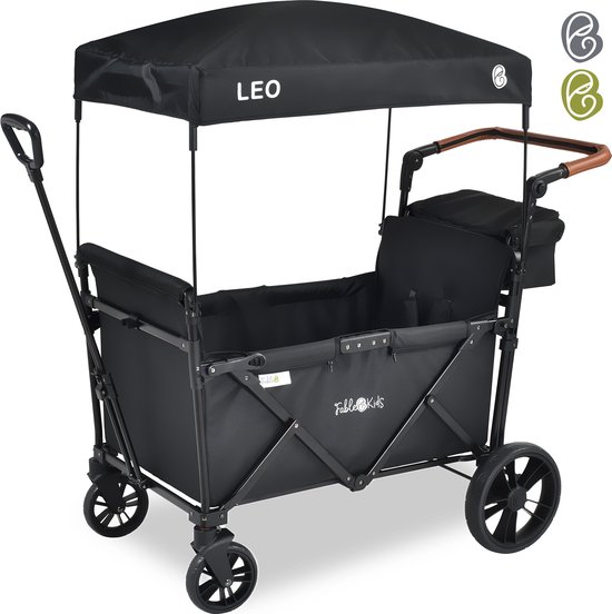 FableKids LEO X2 Lite Opvouwbare handkar met dak Onyx Zwart