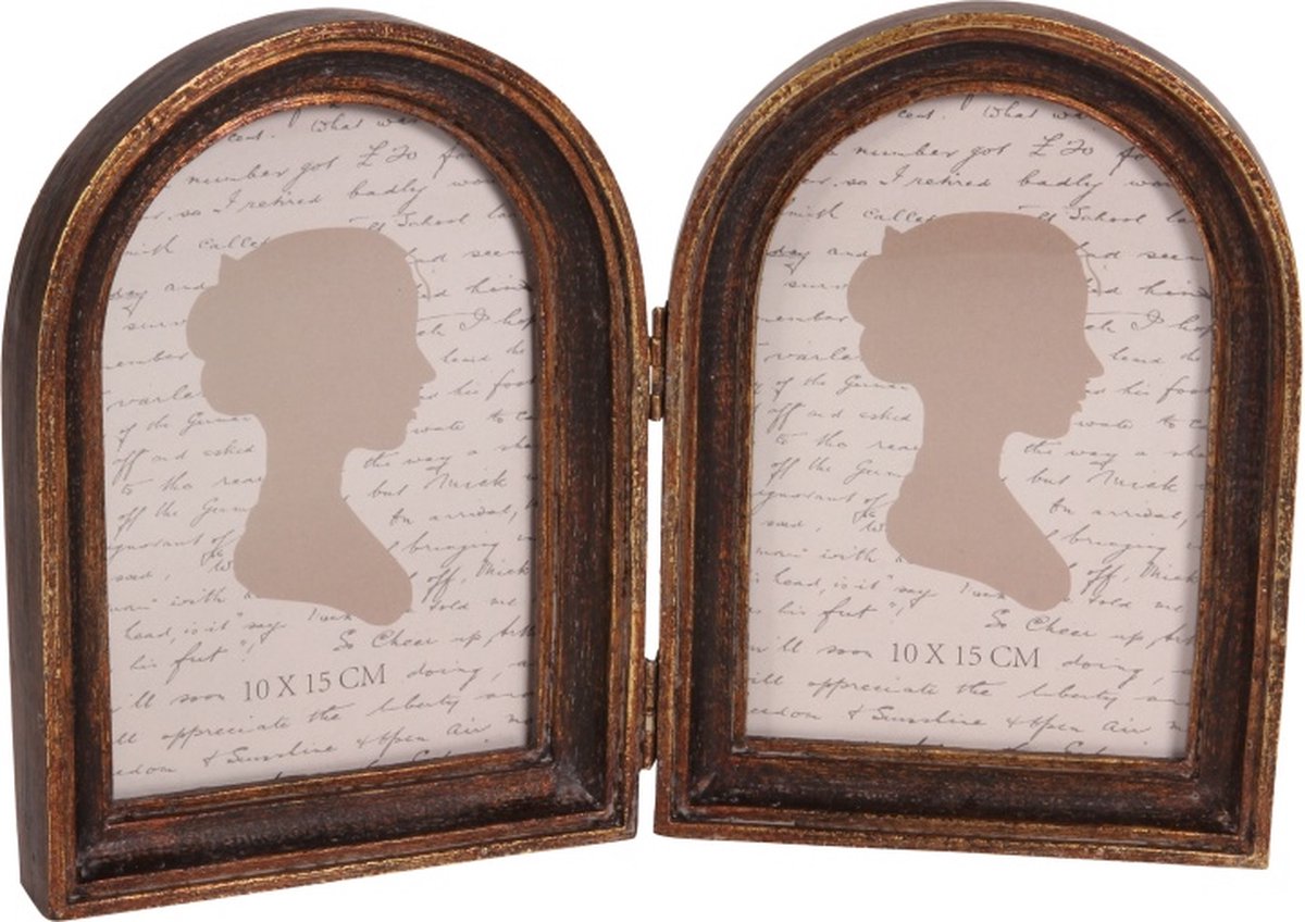 Baroque - Fotolijst - Fotolijst Tweeluik 10x15 cm - Zwart - Resin - Staand - 18.5x26x2.5 - Polyresin
