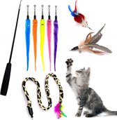 Jouets pour Chats Jouets pour Chats Jouets pour chats Chats Canne à pêche Plume Ver Staart Souris Incl. Canne Chaton – 9 Pièces