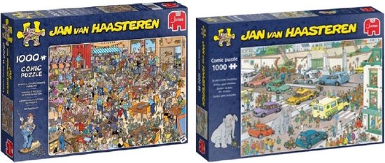 Set 2x Jan van Haasteren Jumbo goes shopping en NK puzzelen (2x 1000