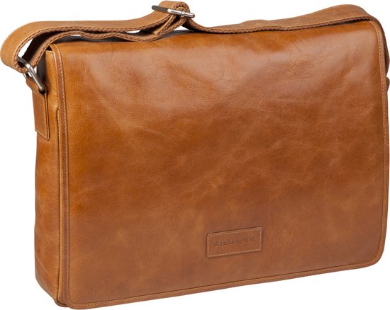 Leather messenger bag Marselisborg - tan - voor up to 14"