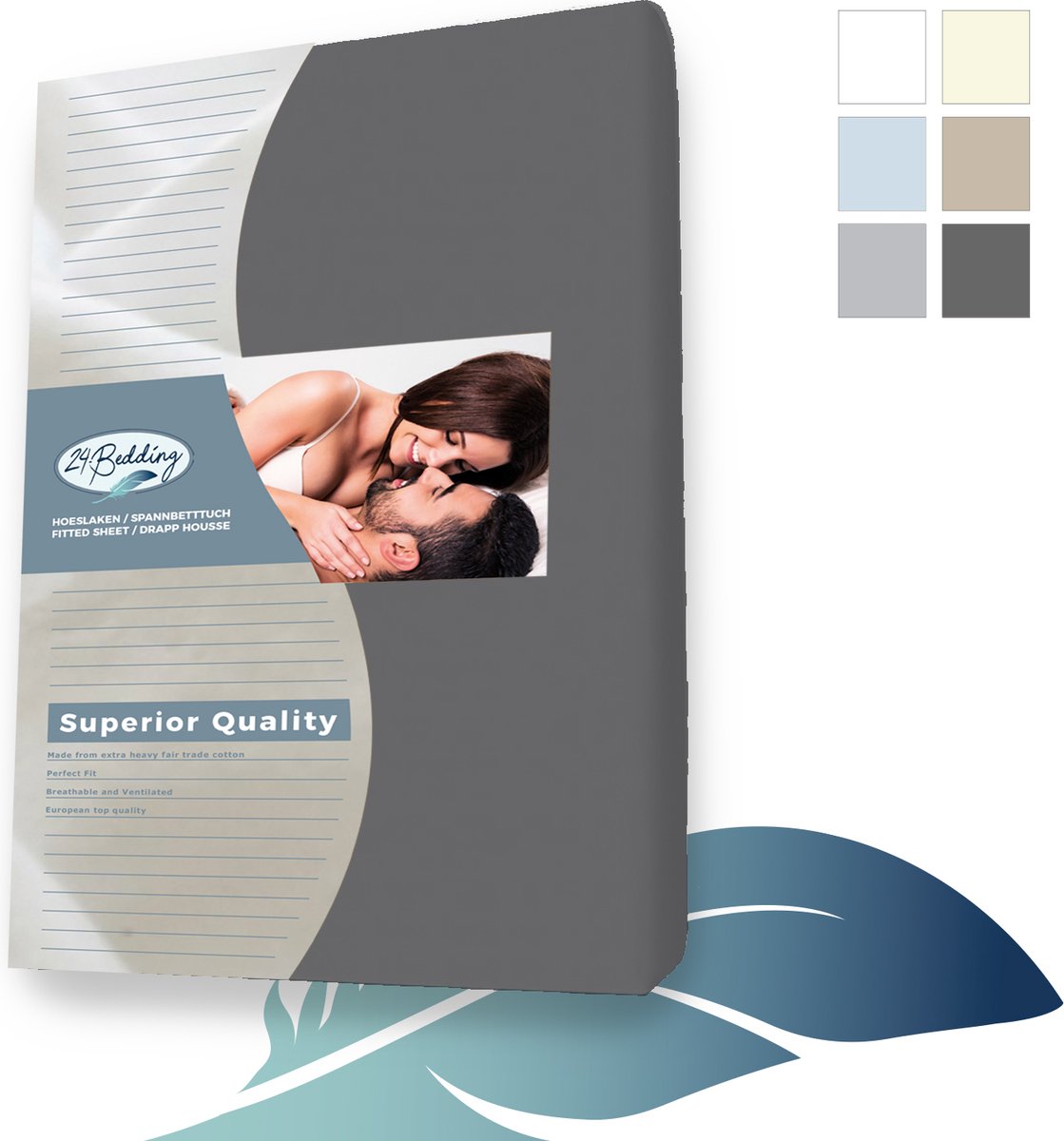 24-Bedding Dubbel Jersey - Topdek Hoeslaken - Topper Hoeslaken - 100% katoen - 180 x 210 cm - donker Grijs