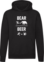 Bear of Beer | bier | drank | alcohol | zuipen | kroeg | grappig | feest | dier | Unisex | Trui | Hoodie | Sweater | Capuchon | Zwart