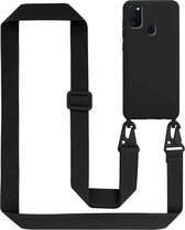 Cadorabo Mobiele telefoon ketting geschikt voor Samsung Galaxy M21 / M30s in LIQUID ZWART - Silicone beschermhoes met lengte verstelbare koord riem