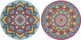 Grafix Diamond Painting Mandala Voor Kinderen | 2-pack | DIY Diamond painting canvas | Ronde canvas | 30CM | Eindresultaat ophangen aan de muur