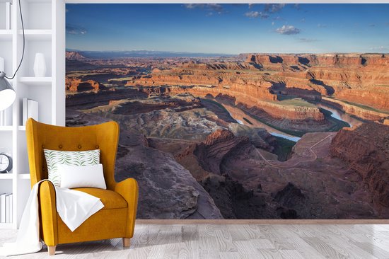 Papier peint vinyle - Ciel bleu vif sur le Grand Canyon et le fleuve Colorado dans l'Utah largeur 330 cm x hauteur 220 cm - Tirage photo sur papier peint (disponible en 7 tailles)