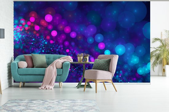 Géométrie pourpre avec des lumières fotobehang