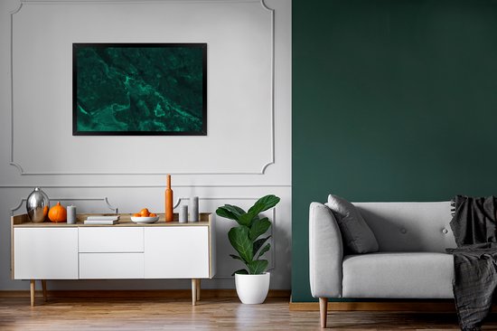Cadre photo avec affiche - Marbre - Lime - Vert - Structure - Aspect marbre - 120x80 cm - Cadre pour affiche