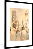 Fotolijst incl. Poster - Schilderij - Olieverf - Abstract - Skyline - 60x90 cm - Posterlijst