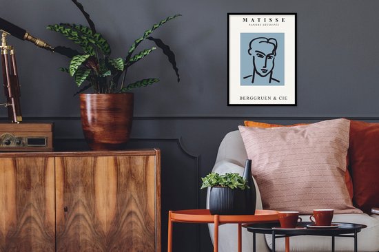 Cadre photo avec affiche - Portrait - Homme - Blauw - Art - Henri Matisse - 30x40 cm - Cadre pour affiche