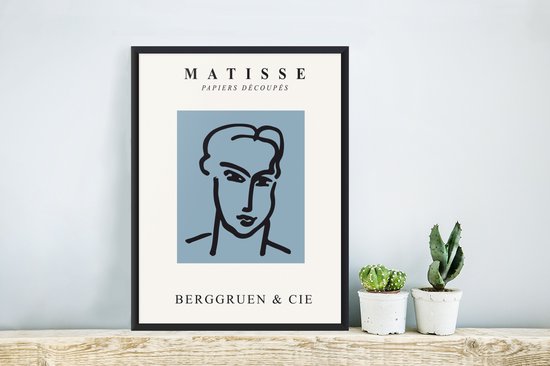 Cadre photo avec affiche - Portrait - Homme - Blauw - Art - Henri Matisse - 30x40 cm - Cadre pour affiche