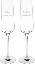 Champagneglas gegraveerd - 27cl - Le Meilleur Grand-père & La Meilleure Grand-mère