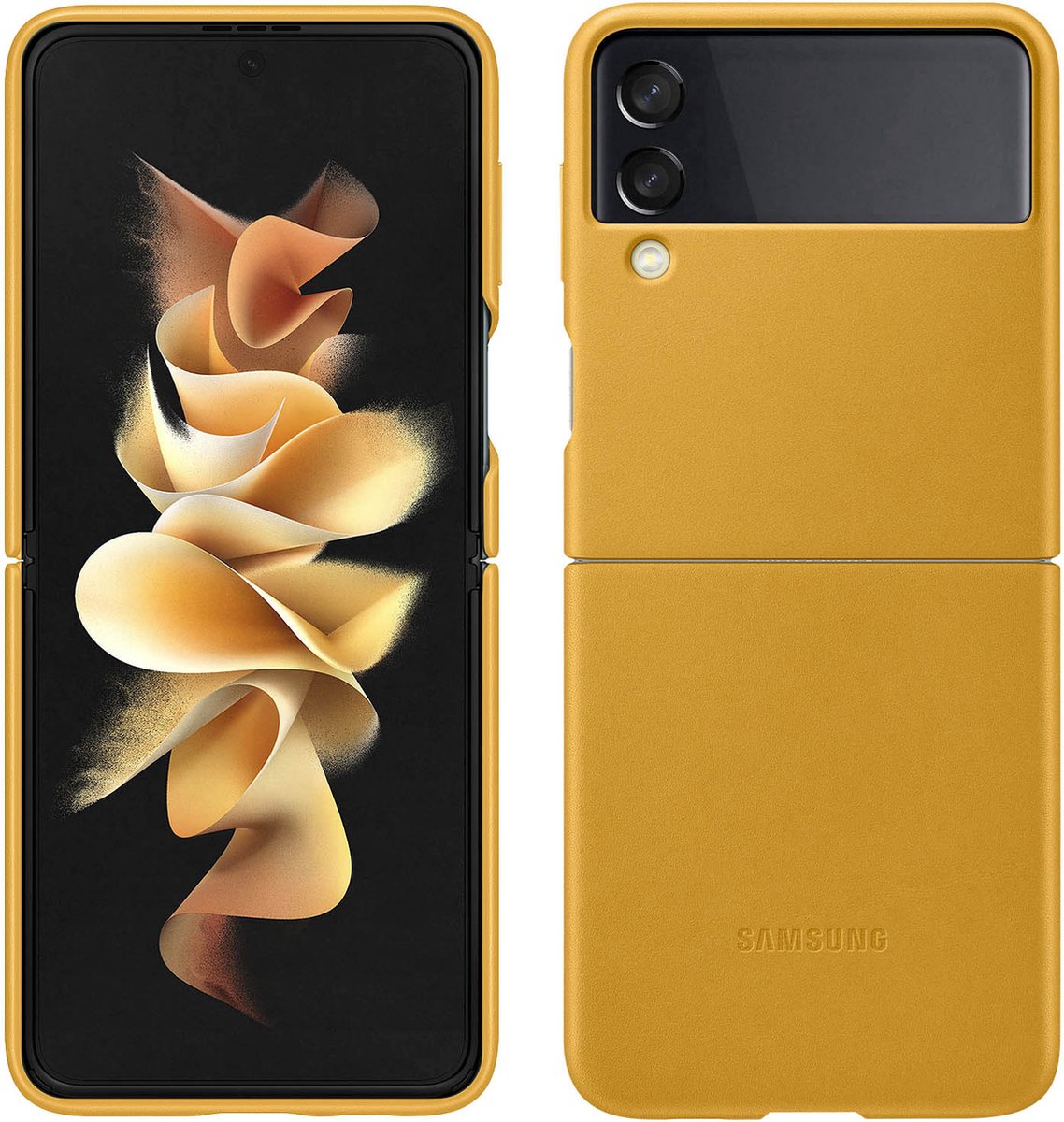 Lederen Hoesje - Samsung Galaxy Z Flip3 5G - Mustard