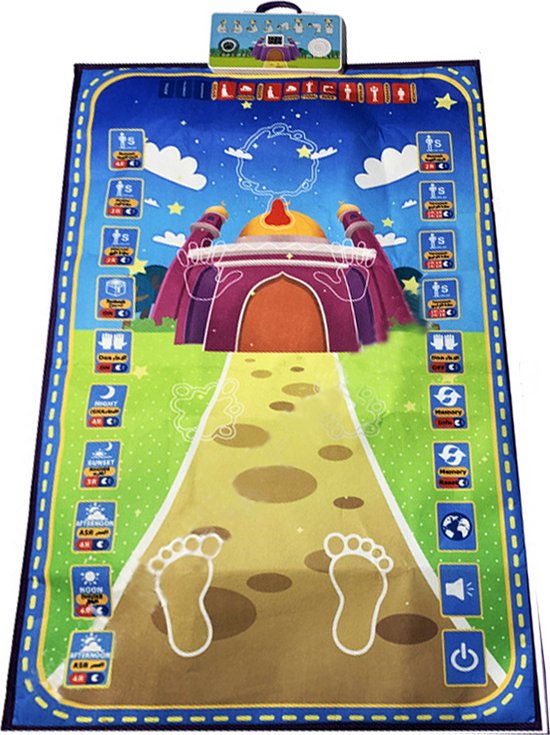 TDR-Smart Worship-gebedsmat voor kinderen -Islamitische Educatief Interactieve-Geel 110*70cm