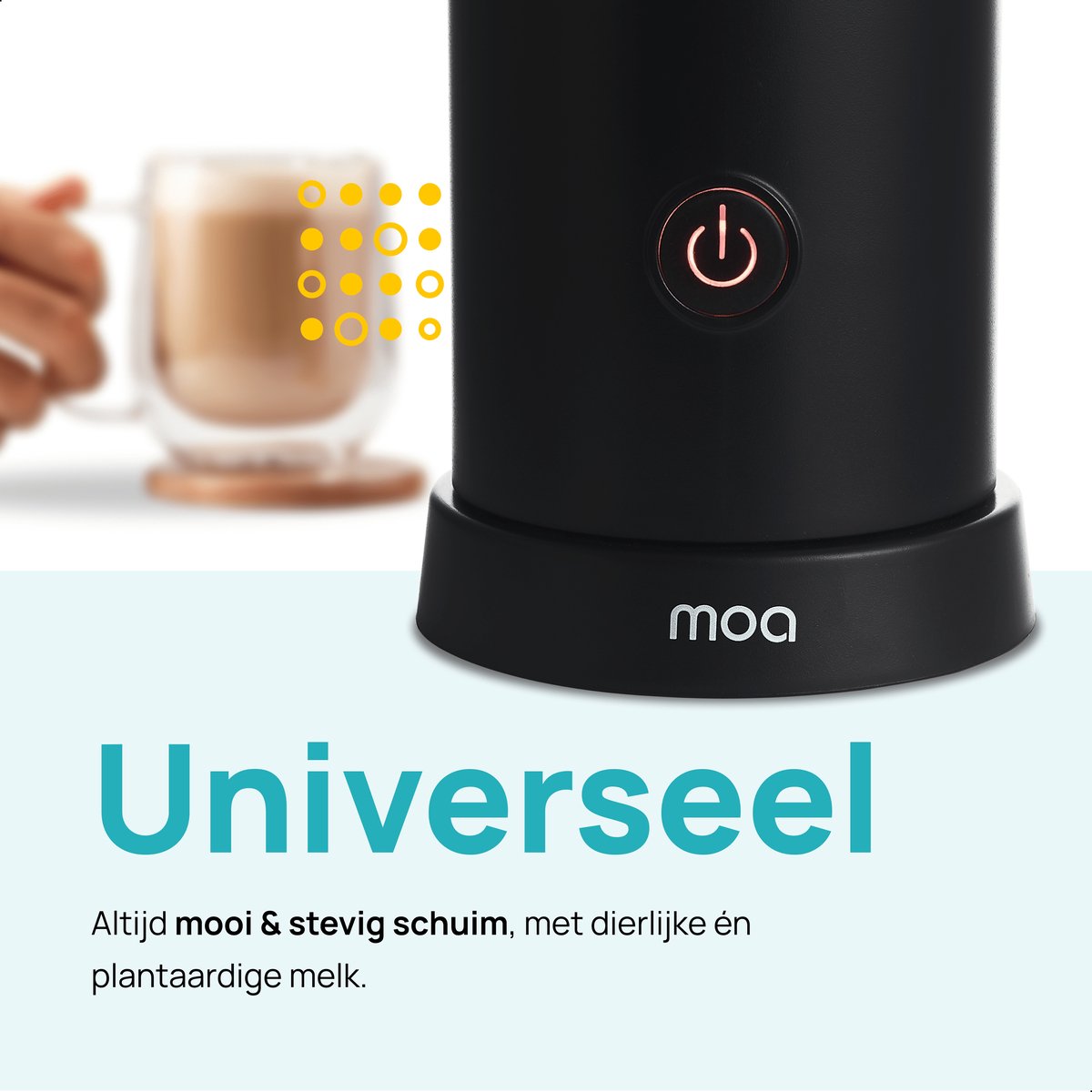 MOA Elektrische Melkopschuimer - 2-in-1 - Handige Melkschuimer - 240 ML - Voor Cappuccino - Melkklopper - Zwart — cadeau in Kookcadeaus - foto 7
