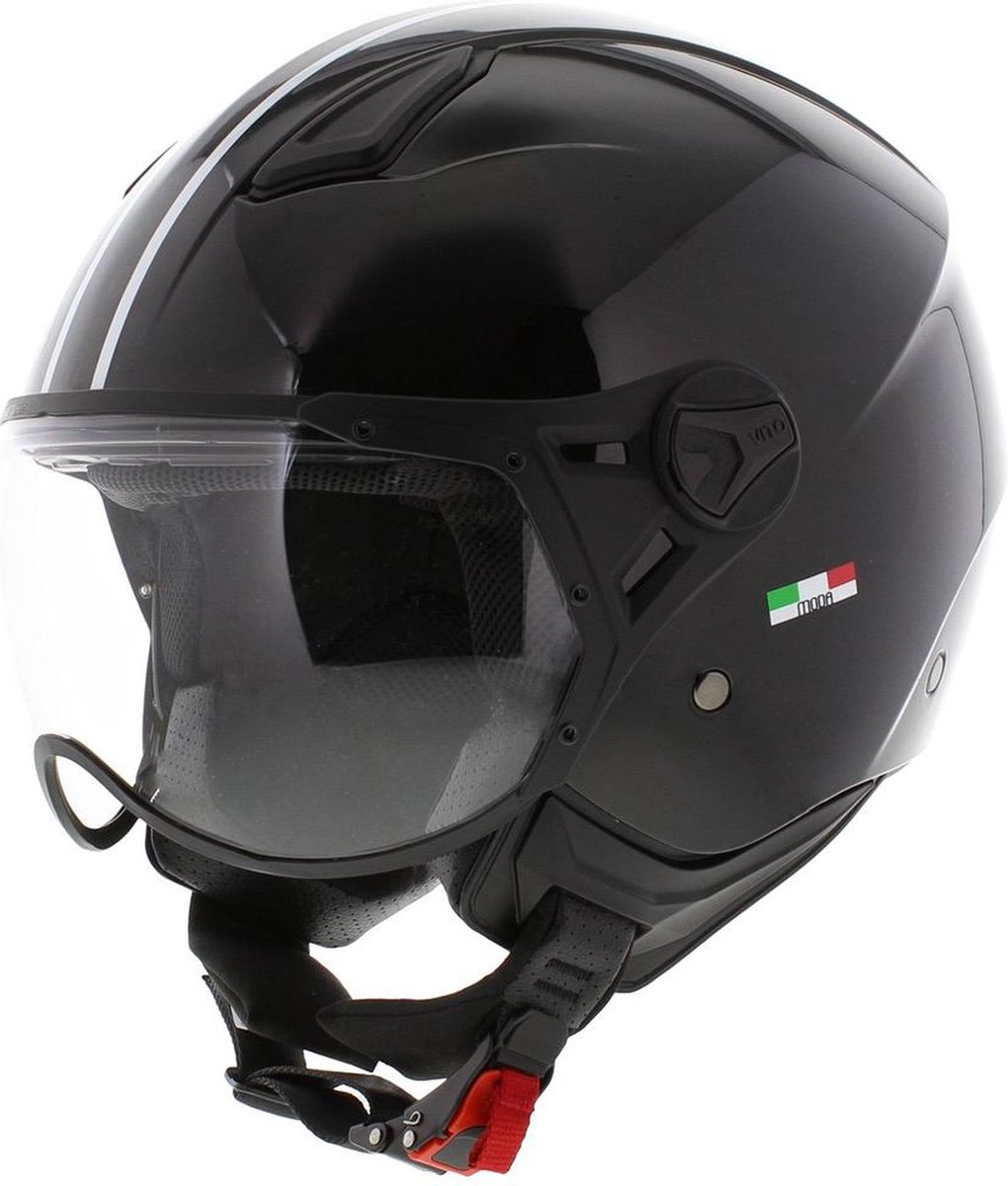 Vito Moda jethelm glans zwart XXL - scooterhelm snorfietshelm