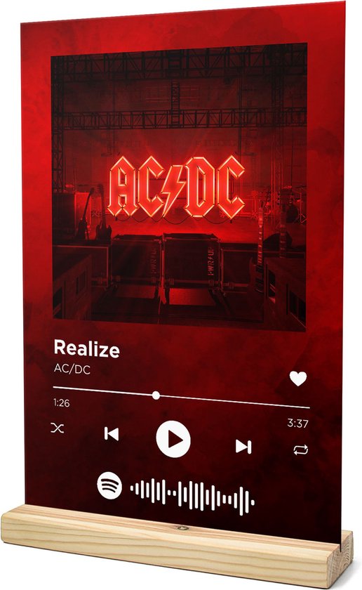 veteraan geroosterd brood mosterd Songr Spotify Muziek Bordje - Realize - AC/DC - 20x30 - Rood - Dibond  Aluminium Plaat... | bol.com