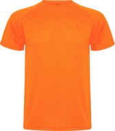 Fluor Oranje kinder unisex sportshirt korte mouwen MonteCarlo merk Roly 8 jaar 122-128