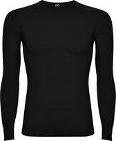 Zwart thermisch sportshirt met raglanmouwen naadloos model Prime maat 3XS-2XS
