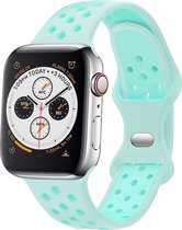 Strap-it Classic Sportbandje - Geschikt voor Apple Watch bandje - Series 1/2/3/4/5/6/7/8/9/SE/Ultra (2) - Turquoise - Siliconen bandje sport - Sport Loop iWatch bandje maat: 42 mm 44 mm 45 mm 49 mm