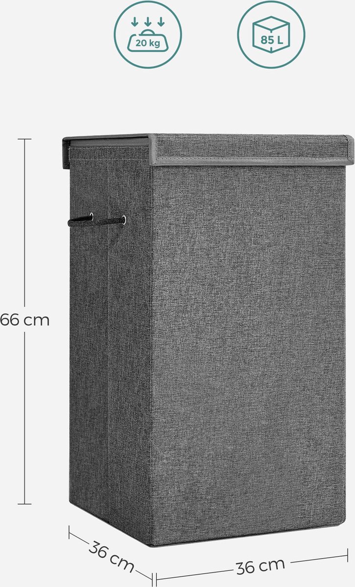 SONGMICS, Bamboe Wasmand, 100 L Wasbak, Wasmand Met 2 Compartimenten, Wassorteerder Met Deksel En Verwijderbare Waszak Katoenen Handgrepen Bruin Lcb72z