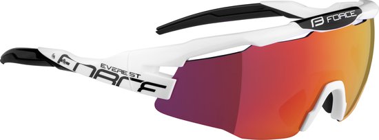 FORCE EVEREST Matt Wit Polarized Sportbril met UV400 Bescherming en Flexibel TR90 Frame - Unisex & Universeel - Sportbril - Zonnebril voor Heren en Dames - Fietsaccessoires - Rood