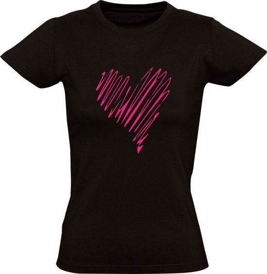 T-shirt Femme Coeur Gratté | Amour | Amour | Amoureux | Copain | Petite amie | Partenaire | Coeur | Chemise