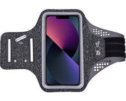 Geschikt voor iPhone 13 Mini hardloop telefoonhouder – armband - sportband - van stof - Zwart