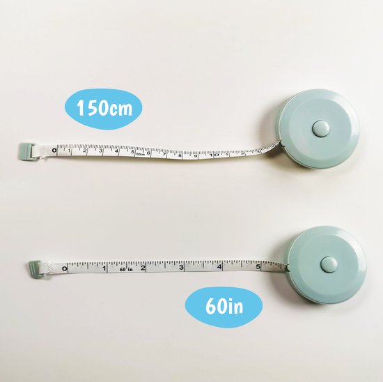 Heble 1.5 Meter Oprolbare Meetlint – Blauw, Compact & Handig – Ideaal Voor Lichaamsmeting, Knutselen, Hobby, Sport En Klussen – Geen Knoopgevaar