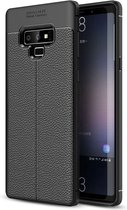 Cadorabo Hoesje geschikt voor Samsung Galaxy NOTE 9 in Diep Zwart - Beschermhoes gemaakt van TPU siliconen met edel kunstleder applicatie Case Cover Etui
