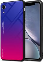 Cadorabo Hoesje geschikt voor Apple iPhone XR in PAARS - ROOD - Tweekleurige beschermhoes van TPU-silicone Case Cover en achterzijde van gehard glas