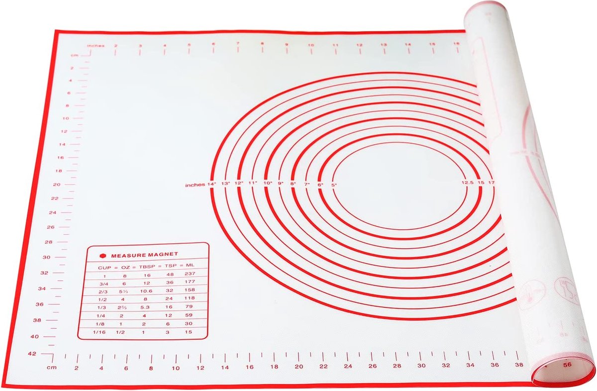 Yizhet bakmat siliconen groot 70x50cm siliconen mat bakplaat werkmat met opmeting voor fondant gebak pizza mat, deegmat herbruikbaar antiaanbaklaag