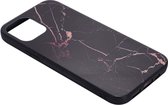 Shop4 - Geschikt voor iPhone 14 Hoesje - Harde Back Case Glass Marmer Zwart