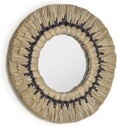Kave Home - Akila ronde spiegel natuurlijke vezels groen en zwart katoenen touw Ø 40 cm