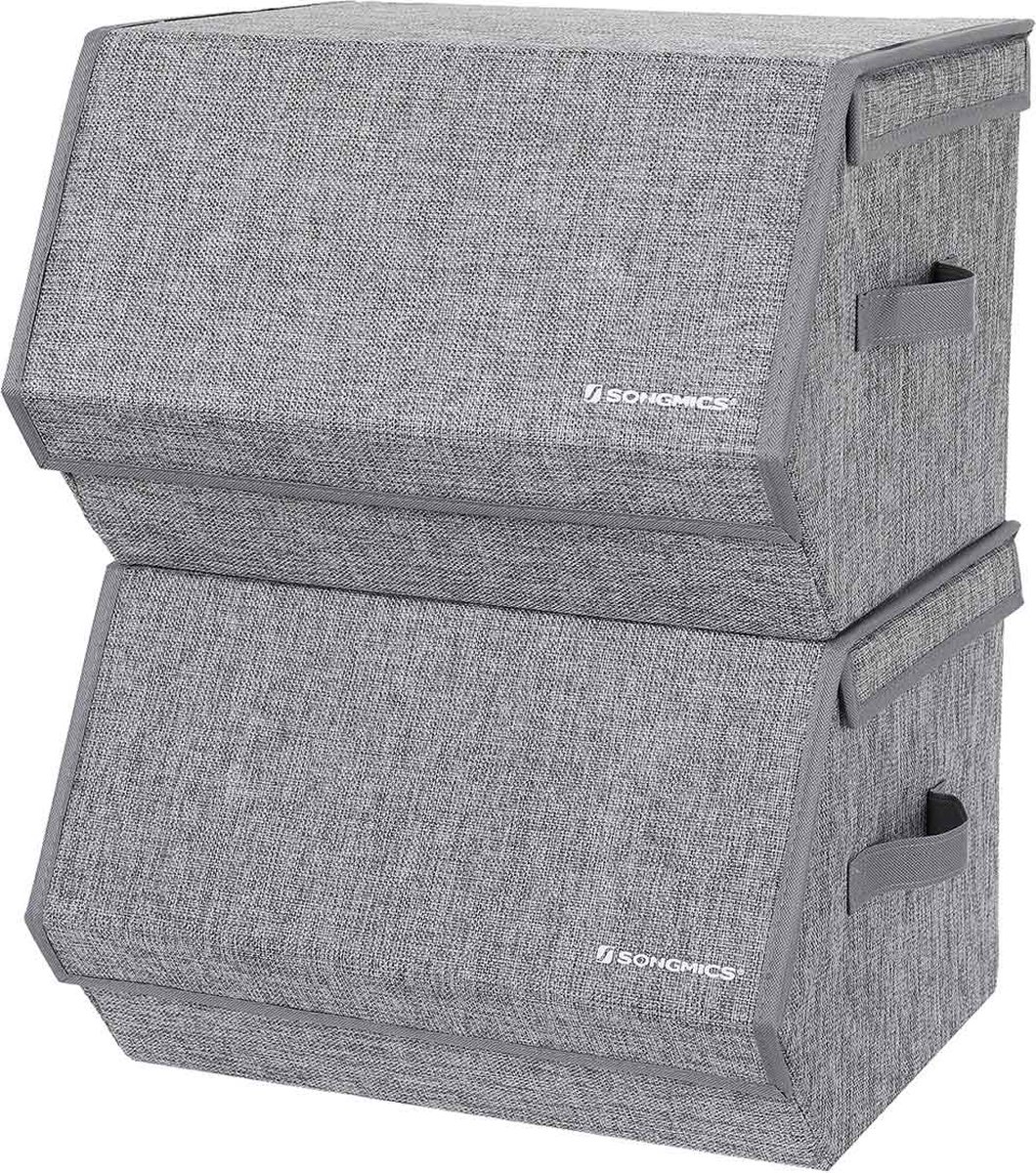 Opbergdozen - Set van 2 stuks - Met magnetisch klapdeksel - Grijs