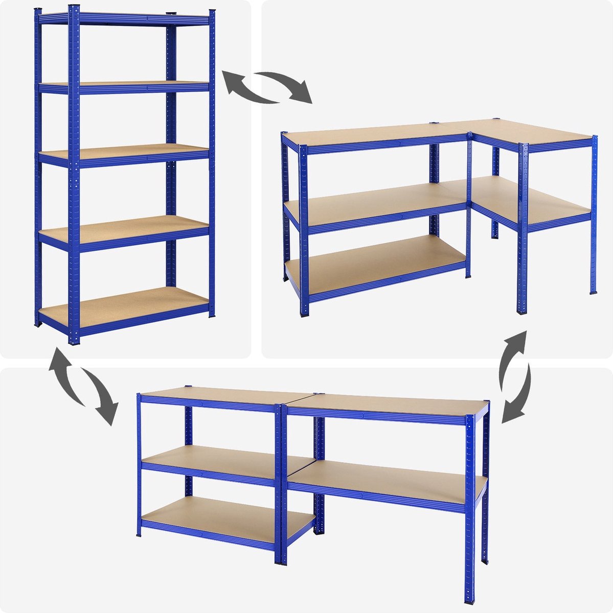 Opbergrek - Stellingkast - 5 verstelbare planken - Metalen rek - 180 x 90 x 40 cm - Draagvermogen tot 875 kg