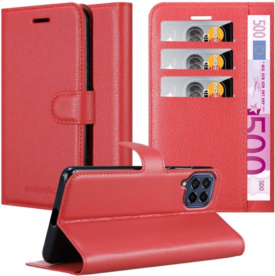 Cadorabo Case adapté pour Samsung Galaxy M53 5G en ROUGE CARMINE - Housse de protection avec fermeture magnétique, fonction support et poche pour cartes Book Case Cover Etui
