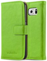 Cadorabo Hoesje geschikt voor Samsung Galaxy S6 in GRAS GROEN - Beschermhoes met magnetische sluiting, standfunctie en kaartvakje Book Case Cover Etui