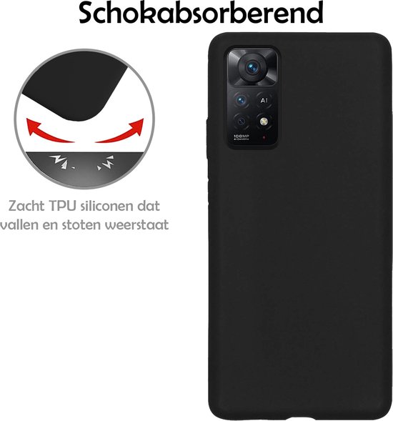 Coque Arrière Xiaomi Redmi Note 11 Siliconen - Coque Xiaomi Redmi Note 11 - Zwart - 2 Pièces