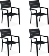 COSTWAY Set van 2 tuinstoelen, terrasstoelen met ademend zitvlak en metalen frame, balkonstoelen, outdoorstoelen, belastbaar tot 150 kg, voor tuin, balkon, veranda (bruin